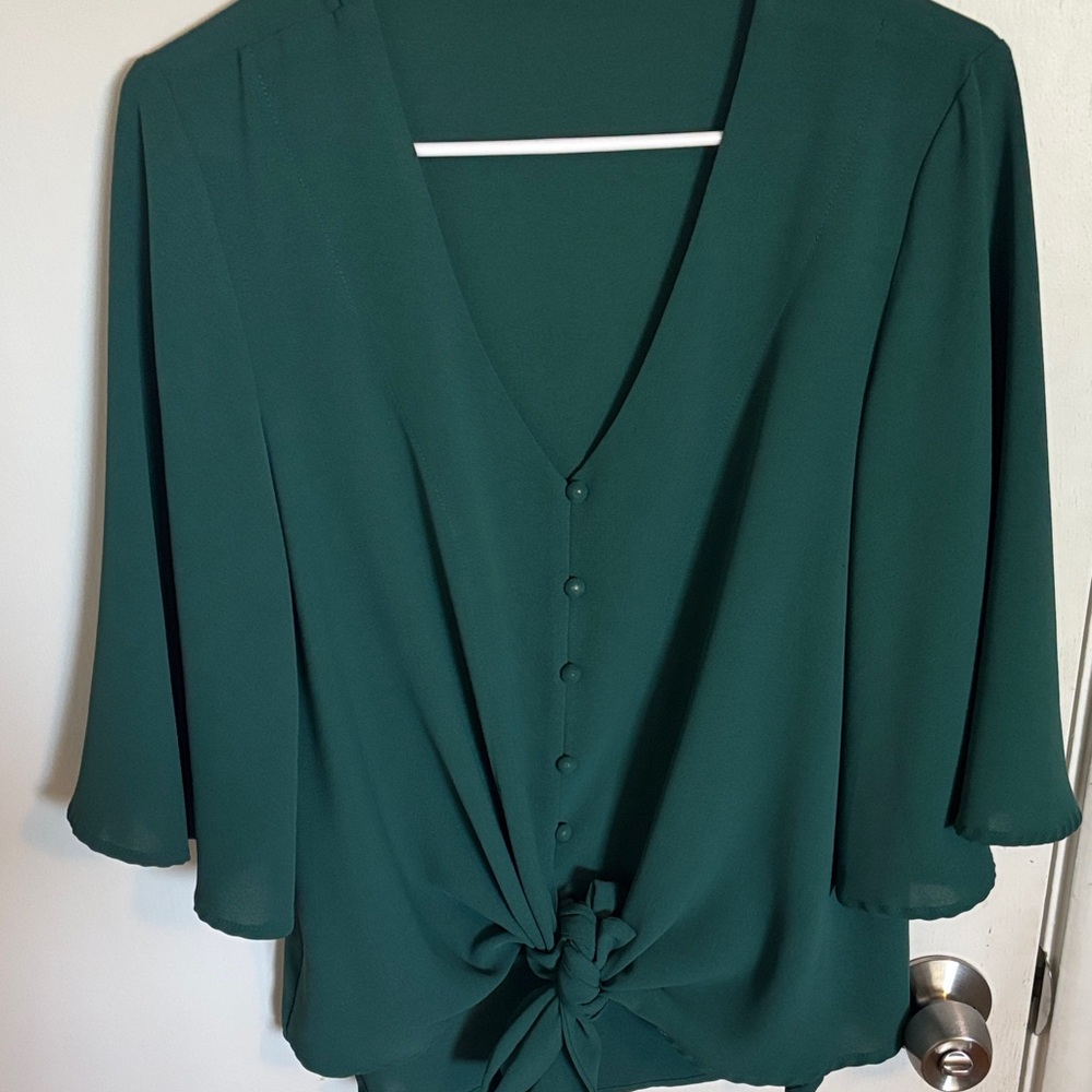 Elegant Green Button-Down Women's Top